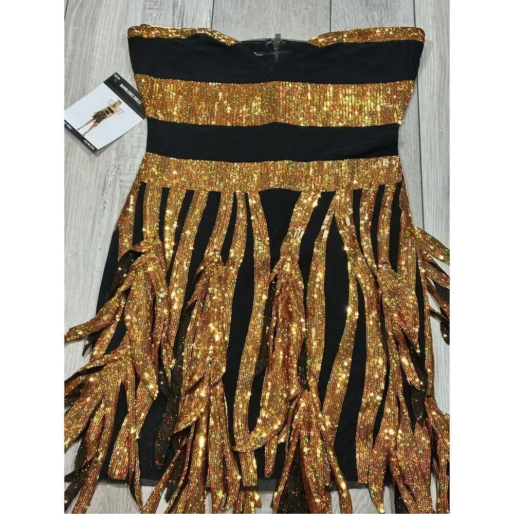 Sequence Queen Bee Dress Costume Dance Theater Cosplay Halloween Adult Size